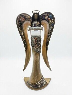 Vintage Pier 1 Imports Mosaic Angel Candle Holder – 19" Metal Votive Decor